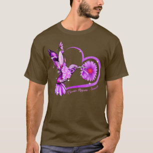 T-shirt Hummingbird Sunflower Heart Purple Ribbon Chronic