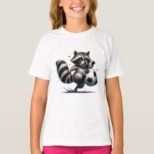 T-shirt Humour animal amusant Raccoon Jouer au football