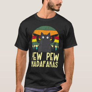 T-shirt Humour Chat Noir Pew Kitty Hommes femmes