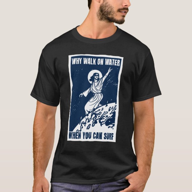 T-shirt Humour chrétien de Jesus Surfing (Devant)