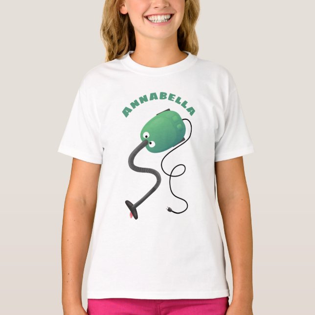 T-shirt Humour de dessin animé de l'aspirateur mignon (Devant)
