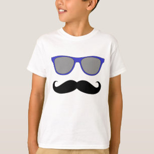 T-shirt Humour de moustache et lunettes de soleil bleues
