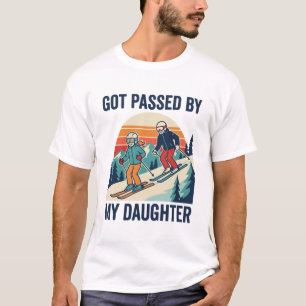 T-shirt Humour de papa skieur rétro dépassé par sa fille s