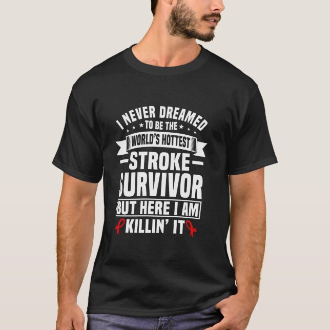 T-shirt Humour de survivant de l'AVC amusant Rouge d'impac (Devant)