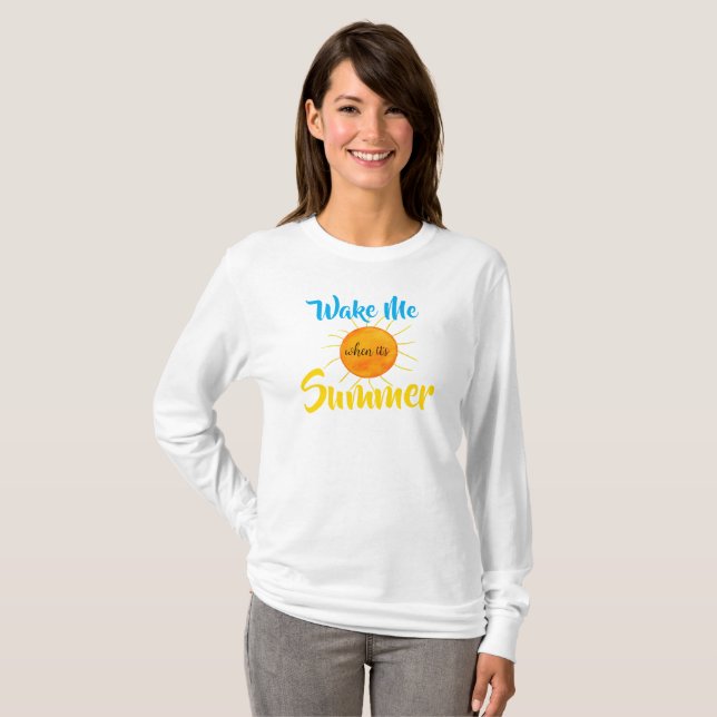 T-shirt Humour Me Réveille Quand Son Été Jaune Soleil (Devant entier)