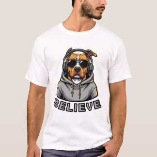 T-Shirt "Hund mit Kopfhörern" – Süßes Grafik-Shirt