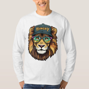 T-shirt Hungry_Lion_dgn- par Maaya_P, Homme Long Manche Bl