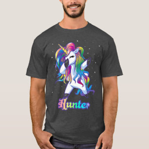 T-shirt HUNTER Nom Personnalisé Rainbow Unicorn personnal