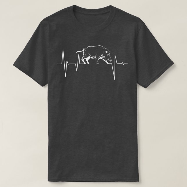 T-shirt Hunting Heartbeat EKS Wild Boar Pig Hunter Hog Rem (Design devant)