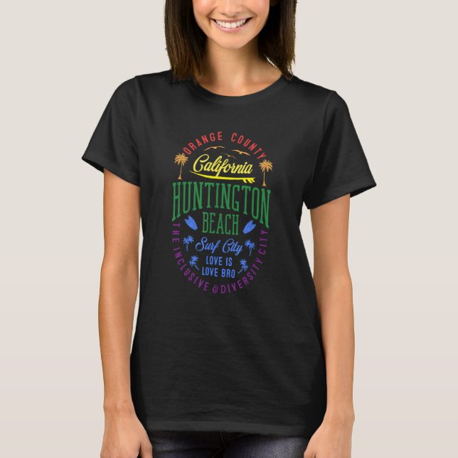 T-shirt Huntington Beach Inclusive & Diversity City Badge  (Devant)