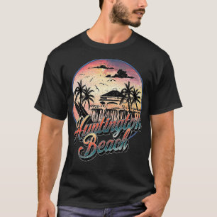 T-shirt Huntington Beach Pier Vintage Sunset Surf board Su