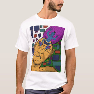 T-shirt Hurlement de l'homme bleu - blanc
