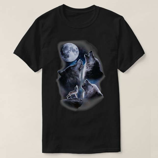 T-shirt hurler les loups au clair de lune avec la sta (Design devant)