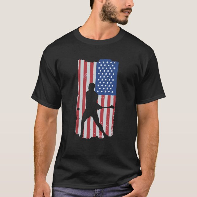 T-shirt Hurling Player American Flag (Devant)