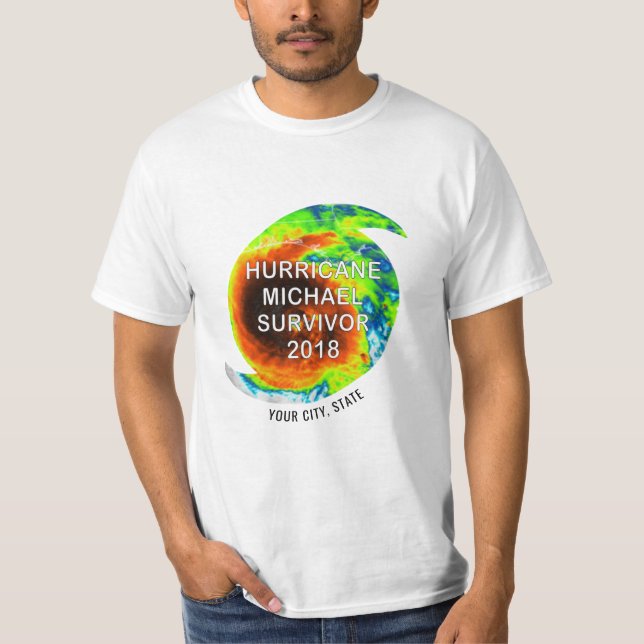T-shirt HURRICANE MICHAEL SURVIVOR à votre emplacement (Devant)