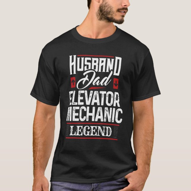 T-shirt Husaband Papa Ascenseur Mécanicien Légende Technic (Devant)