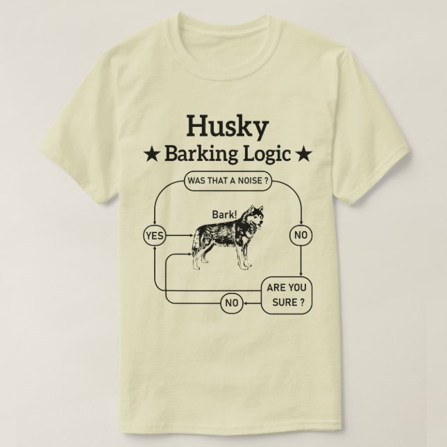 T-shirt Husky Barking Logic Funny Chien Sibérien Sarcastiq (Design devant)