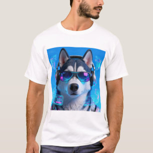 T-shirt Husky Cyberpunk   Avatar de style néon tech