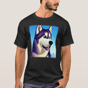 T-shirt Husky design chien empreinte d'illustration visage