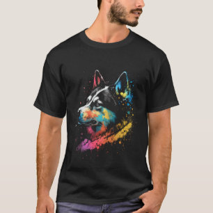 T-shirt Husky Drôle Éclaboussure Chien Mignon