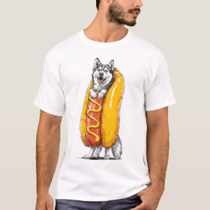 T-shirt Husky Hot Dog � Costume de nourriture drôle