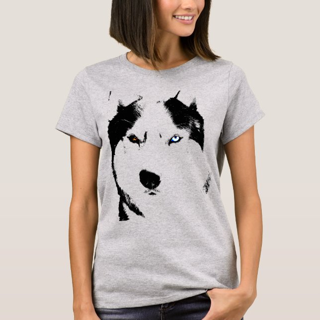T-shirt Husky Malamute Husky Sled Chien bio Tee (Devant)