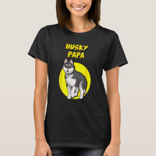 T-shirt Husky Papa noir et blanc Sibérie Husky Père Bro
