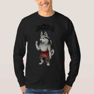 T-shirt Husky Sibe Chien Comme Muay Thai Kick Boxer Champi