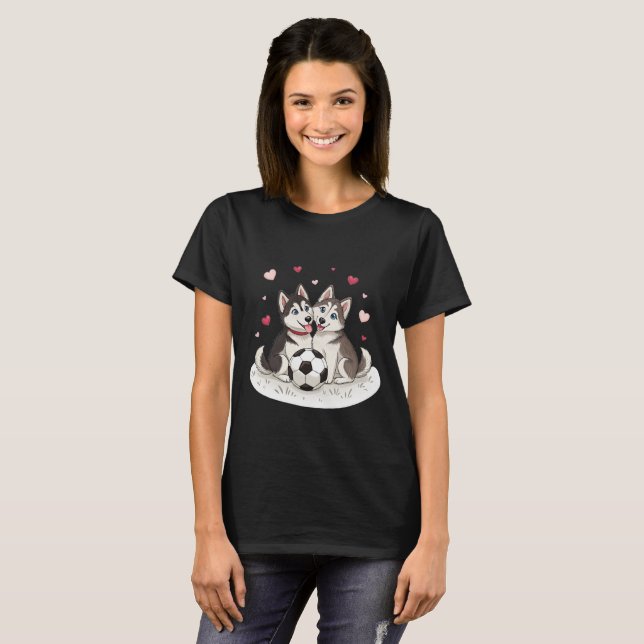 T-shirt Husky Siberiano with soccer ball (Devant entier)