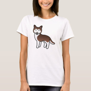 T-shirt Husky sibérien de dessin animé en cuivre