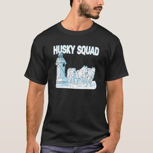 T-shirt Husky Squad sledding huskies men dog sled rider (Devant)