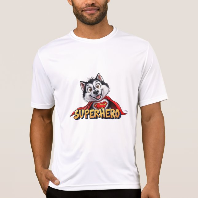 T-shirt Husky Superhero : Rencontrez le Super Chien !" (Devant)
