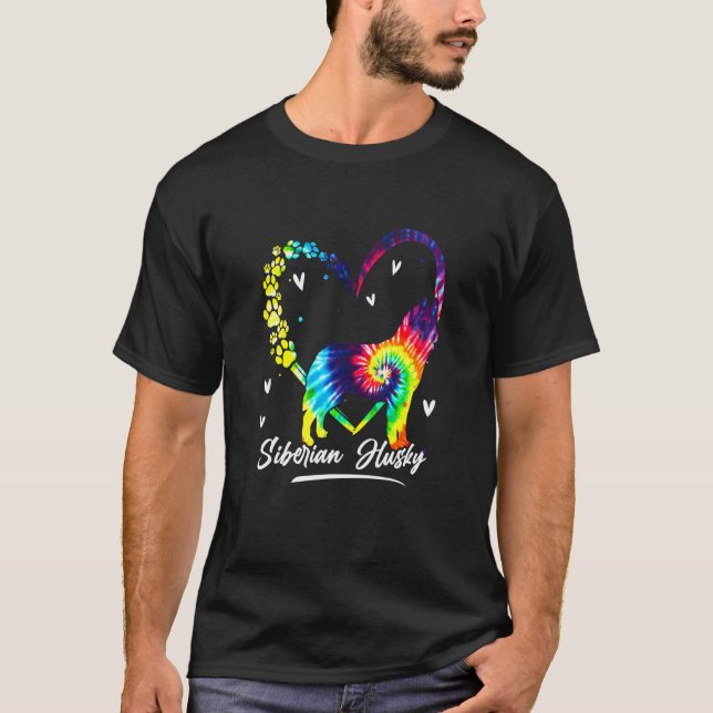 T-shirt Husky Tie Dye Chien arc-en-ciel (Devant)
