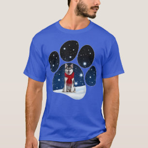 T-shirt Husky Winter Neige Paw Chiens Noël