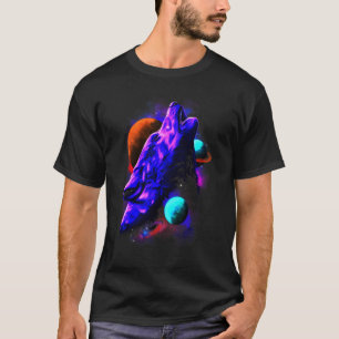 T-shirt Husky Wolf Icy Moon Galaxy