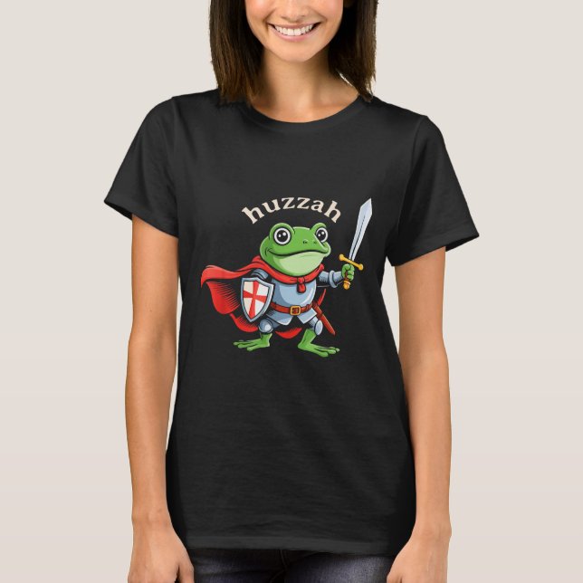 T-shirt Huzzah Frog Knight Funny Sword Meme Quote Medieval (Devant)