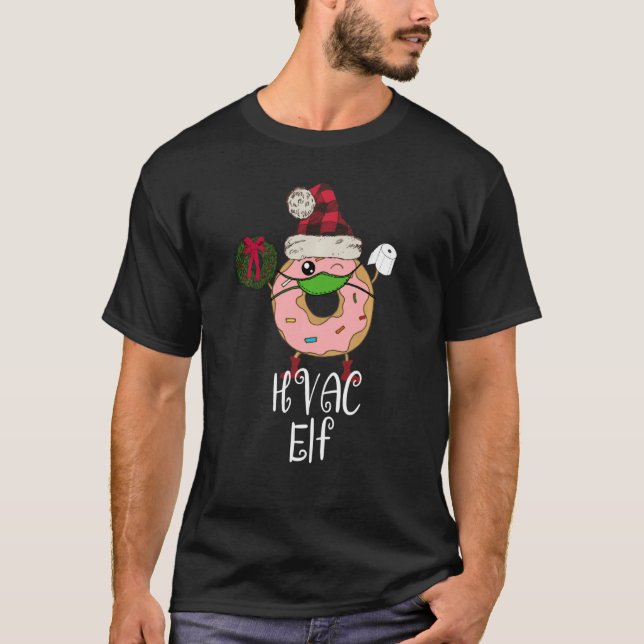 T-shirt Hvac Elf Quarantine Elf de Noël Funny Donut 2020 (Devant)