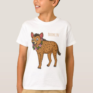 T-shirt Hyena and flowers cartoon illustration