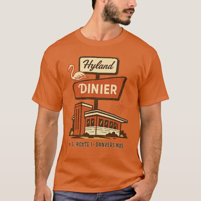 T-shirt Hyland Diner Danvers, MA Retro Route 1 Roadside Di (Devant)