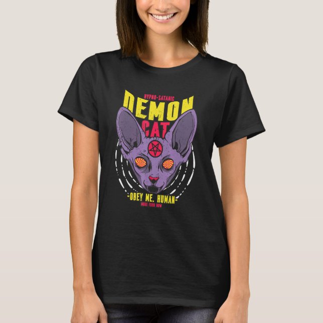T-shirt Hypno satanic demon cat (Devant)