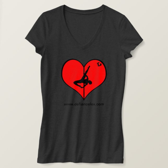 T-shirt I <3 Pole V-Neck Dames Tee (Design devant)