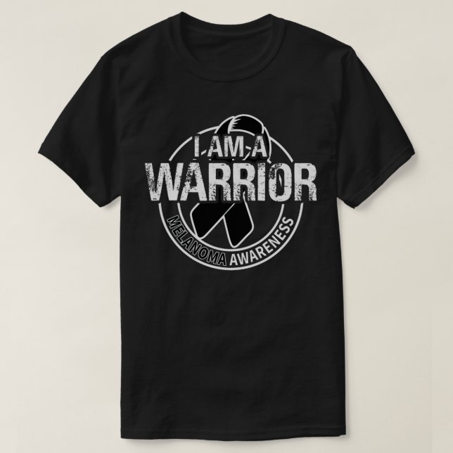 T-shirt I Am A Warrior Melanoma Awareness Ribbon (Design devant)