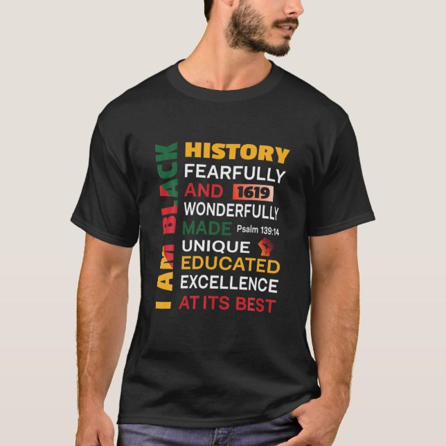 T-shirt I Am Black History 1619 Jundixième (Devant)