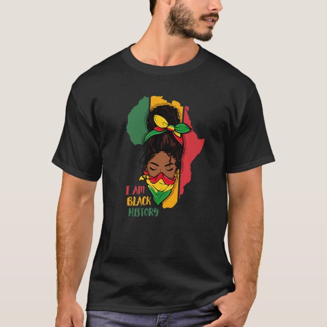 T-shirt I Am Black History Month Africa Map & Black Queen  (Devant)