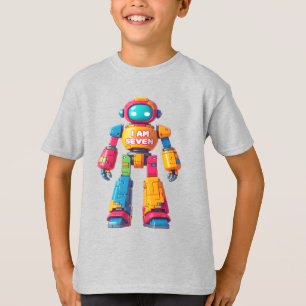 T-shirt I Am Seven Robot for Kids 7th Birthday Robot Boy