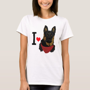 T-shirt I amour Shepards du berger allemand I de coeur