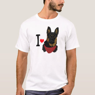 T-shirt I amour Shepards du berger allemand I de coeur