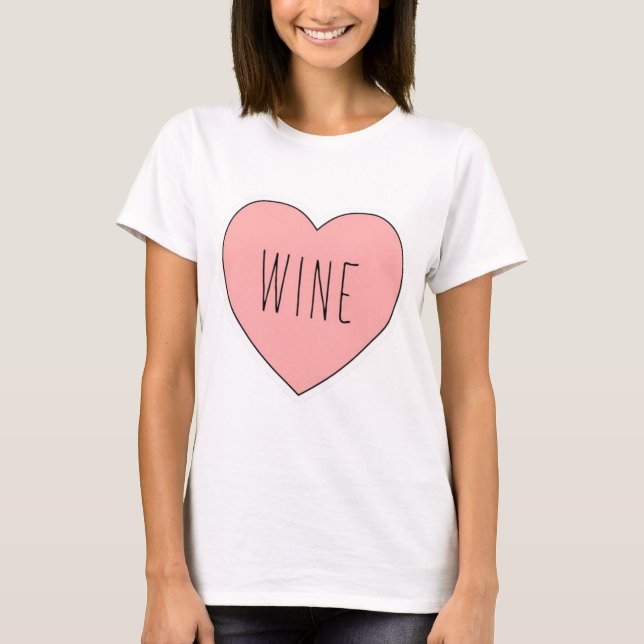 T-shirt I amusement de rose de vin de coeur mignon (Devant)