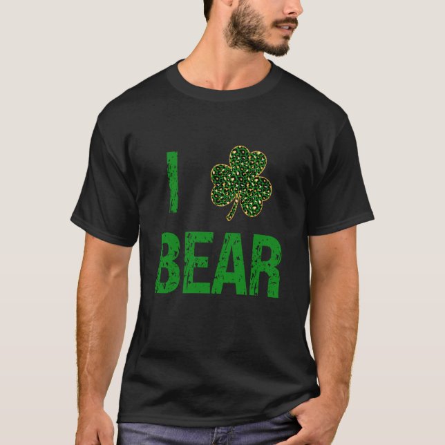 T-shirt I C Bear Patrick's Day Irish Gold Leopard Beer (Devant)