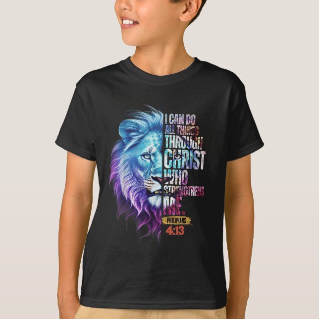 T-shirt I Can Do All Things Through Christ Lion Faith Chri (Devant)